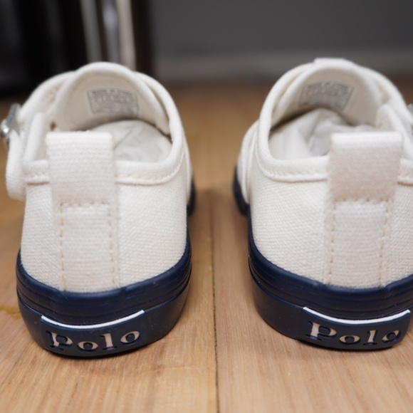 Polo Ralph Lauren Bryn Fisherman II Cream Navy Toddler Size 9 Canvas Brand New - Picture 7 of 12